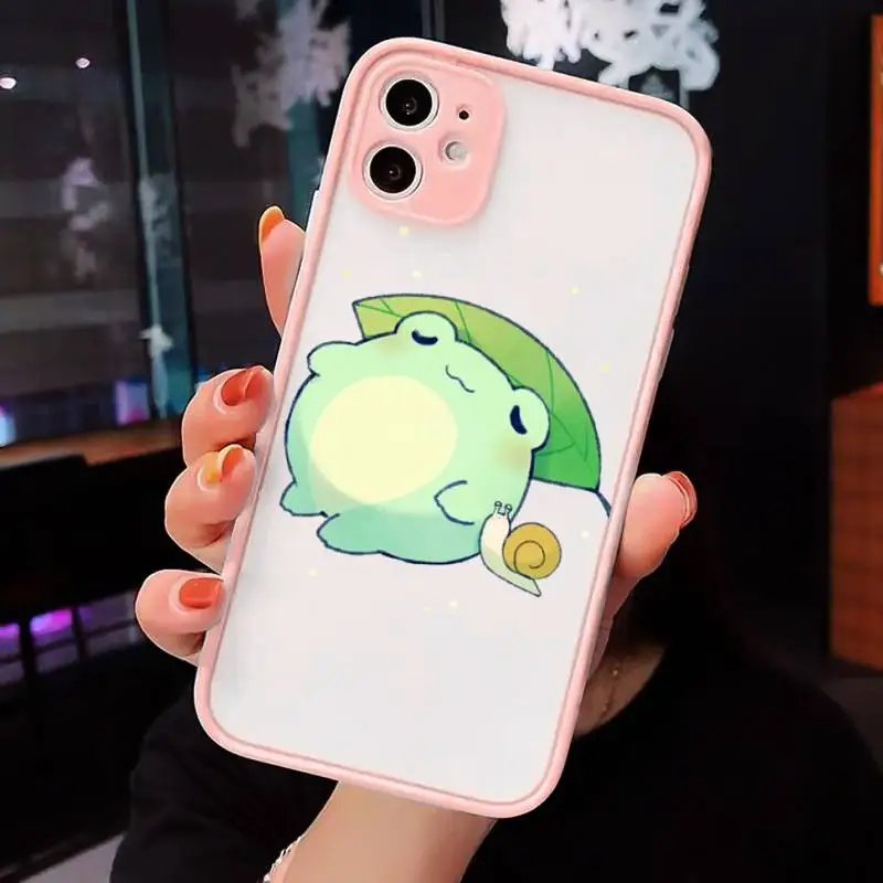

CARTOON Frog Phone Cases Matte Transparent for iPhone 7 8 11 12 s mini pro X XS XR MAX Plus cover funda