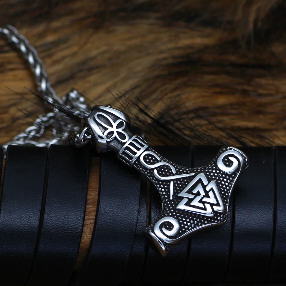 Viking Молот Тора мьельнир ожерелье мужчин нержавеющая сталь valknut один с подарочный