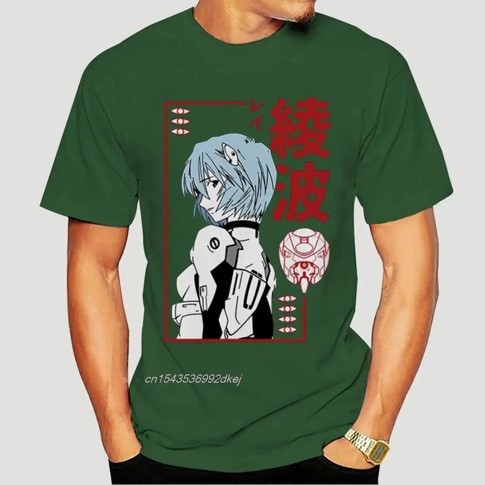 

JAPAN Anime Rei Ayanami Evangelion T Shirt Men New Black Casual Short Sleeve Tshirt Homme Manga Unisex Cotton T-shirt 0387A