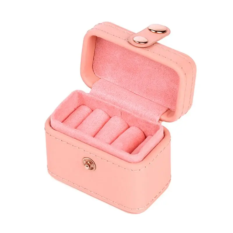 

Mini Snap Leather Ring Storage Box Earring Bangle Display Case Jewelry Organizer 83XF