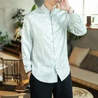 Традиционная китайская одежда для мужчин, винтажные шелковые рубашки с длинным рукавом и принтом дракона, костюм Тан ханьфу, китайские Топы