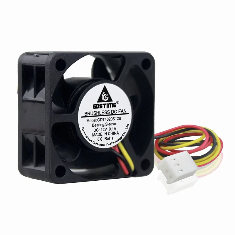 

100 шт./партия, охлаждающий вентилятор Gdstime, 40 мм, 40x40x20 мм, 4020 с, 3 контакта, 12 В постоянного тока
