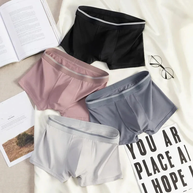 

2021 Men Underwear Boxer Shorts Panties Solid Brand Underpants 100% Cotton Breathable Mid Waist L-3XL