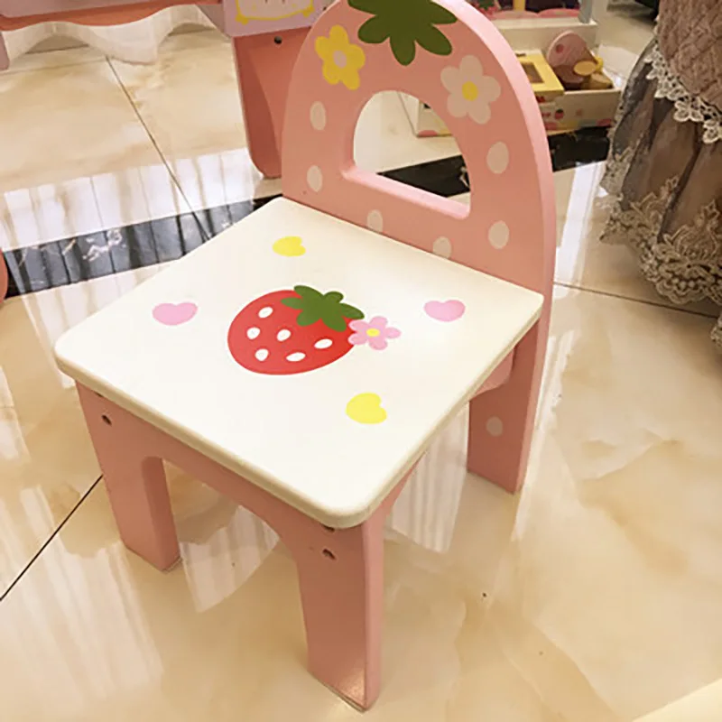 Wooden Dresser Table with Chair Set for Girls, Pink Bedroom Makeup Table and Toys for Kids image 5