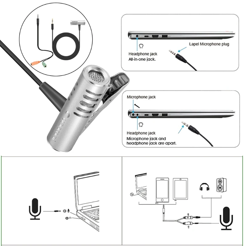 

C5AB Yanmai R933 Lavalier Omnidirectional Condenser Microphone For PC Phone Camera