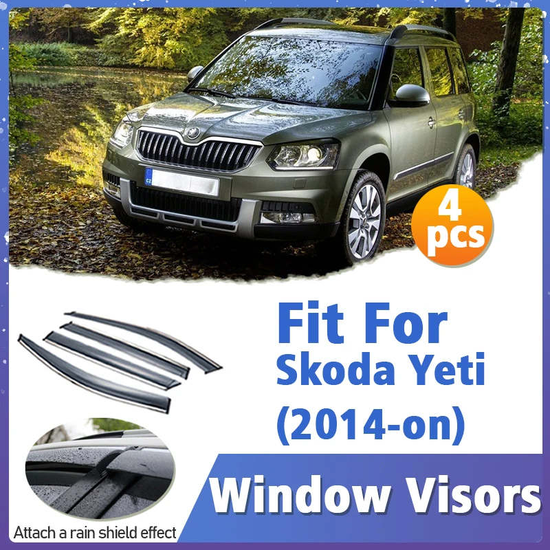 Window Visor Guard for Skoda Yeti 2014-on 4pcs Vent Cover Trim Awnings Shelters Protection Sun Rain Deflector Auto Accessories