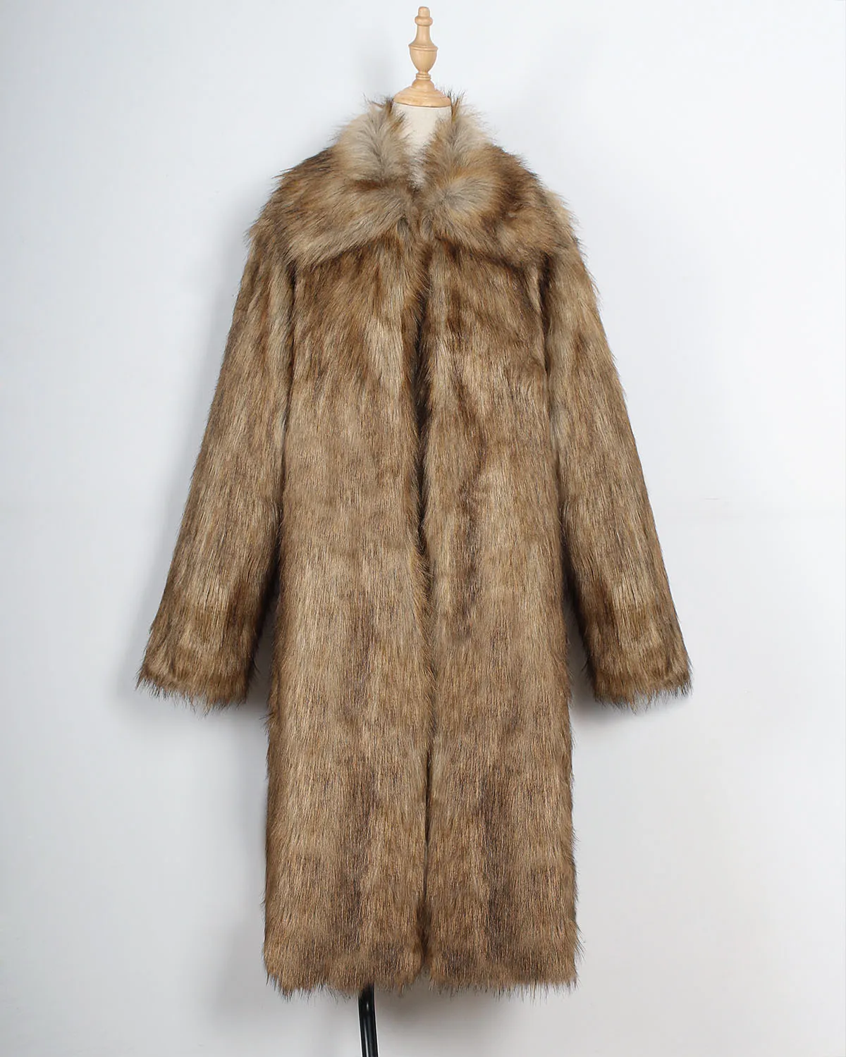 Fashion Square Collar Long Fur-like Women's Coat Women's Autumn and Winter New Long Coat Coat Women