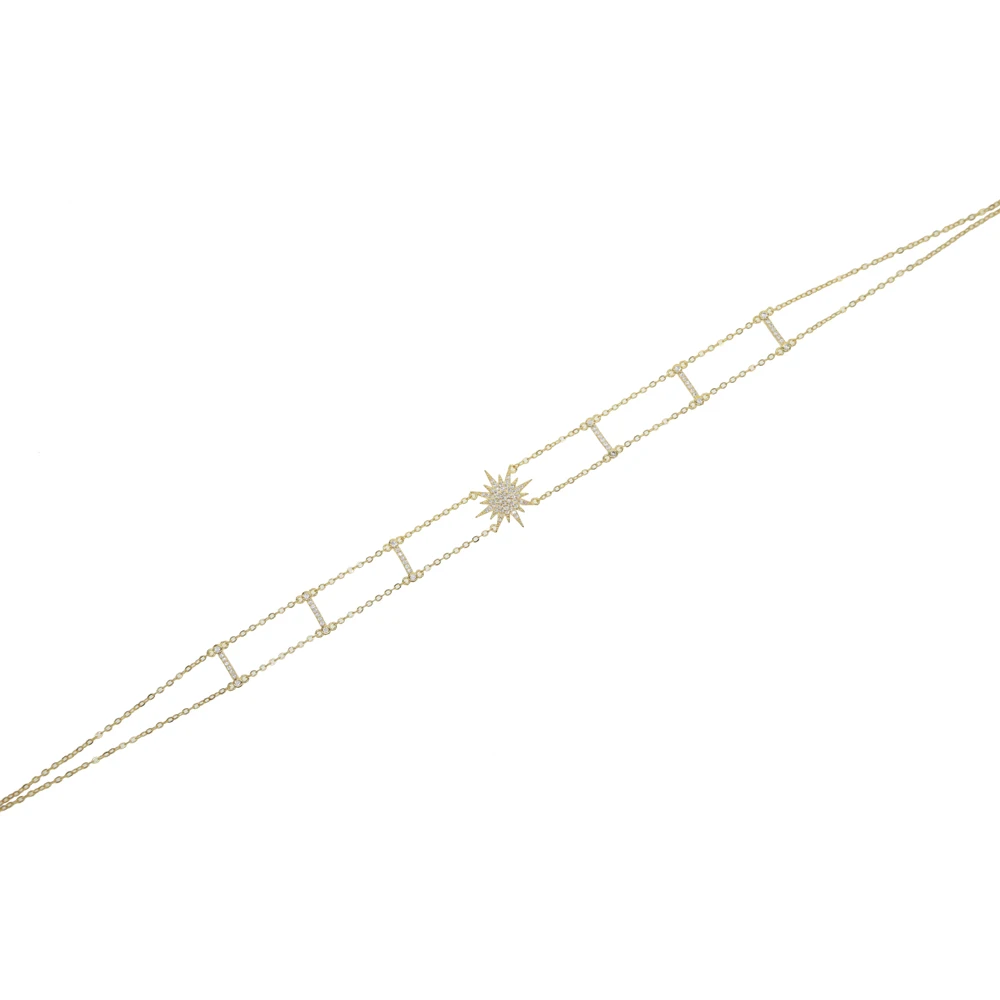 N213-G Starlight starburst, northstar, очаровательное колье, ожерелье, двойное, cz, станция, цепь, чокеры, элегантность, рождественский подарок, ювелирное изделие, мода - Окраска металла: N213-G