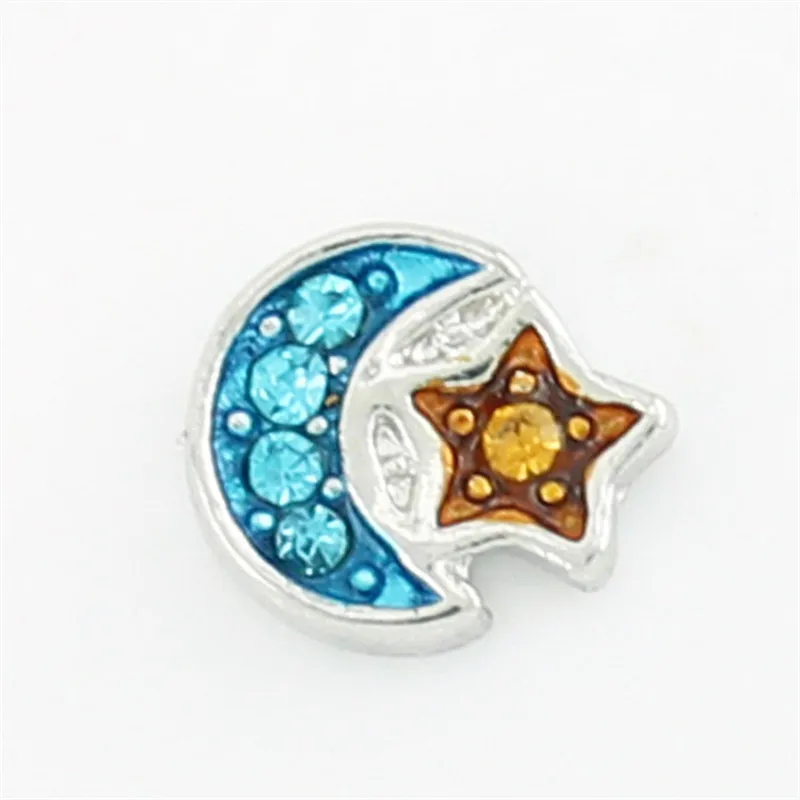 Маленькая синяя луна звезда плавающая подвеска плавающий медальон цинковый