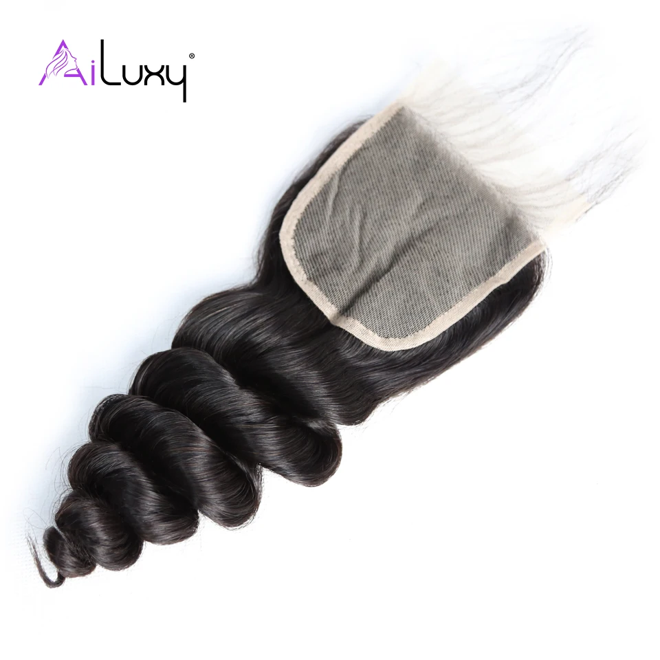 Ailuxy OneCut Hair Beauty 4x4 Brazilian Virgin Closure Loose Wave 8-20inches Preplucked Nature hairline | Шиньоны и парики