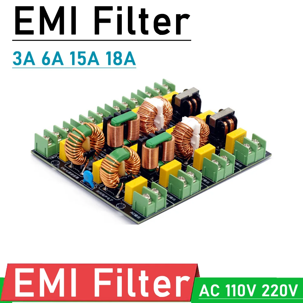 

110V 220V AC EMI filter module 3A 6A 15A 18A anti-interference EMC FCC power Filtering Board Purifier Amplifier Noise Impurity A
