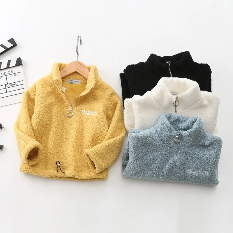 

Warm Polar Fleece Solid Unisex Pullover Child Coat Zip Hoodie Baby Girls Boys Jackets Children Outerwear 2-9 Years Old