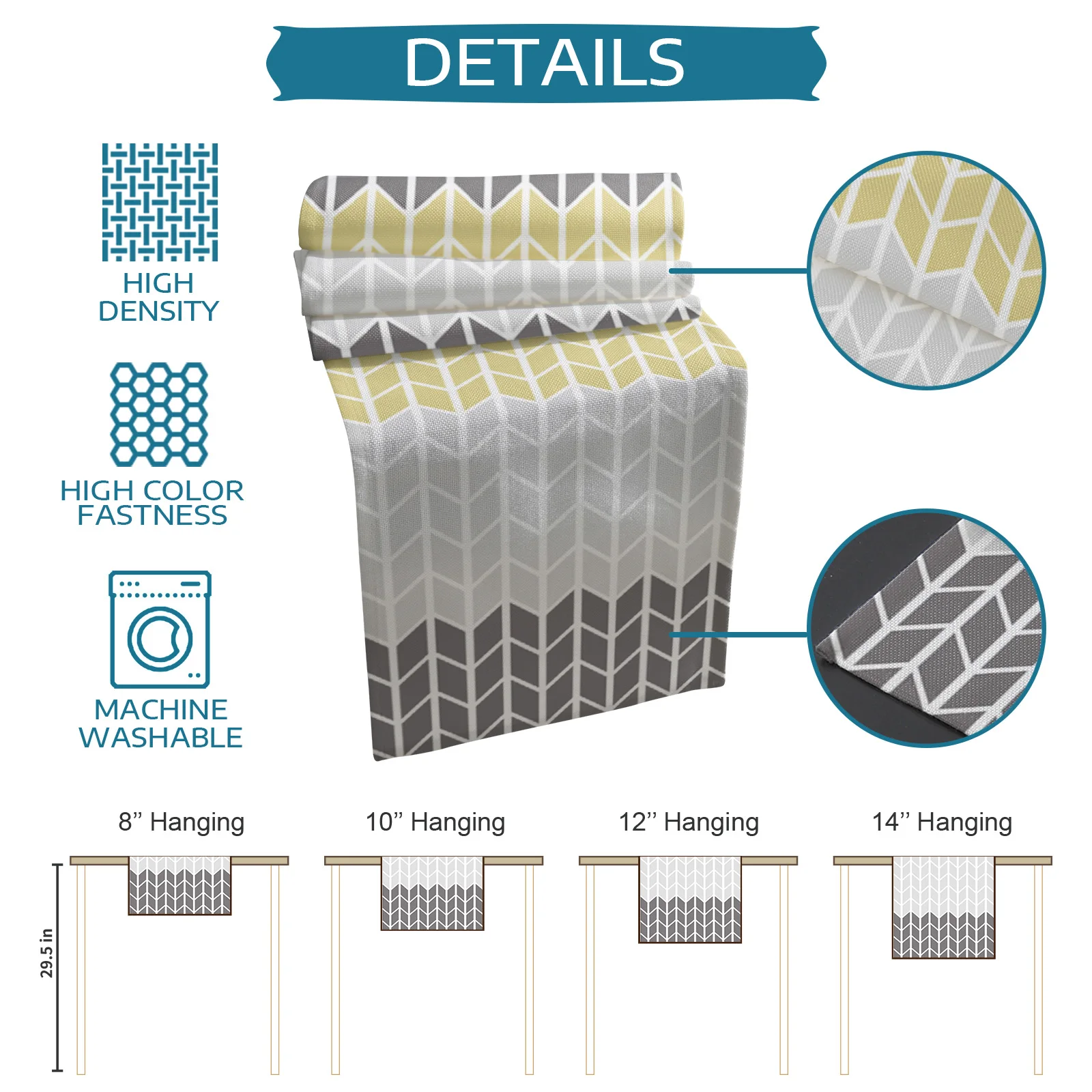 

Geometric Yellow Gray Table Runner Luxury Dinning Decor Placemat Hotel Wedding Table Decor Tablecloth