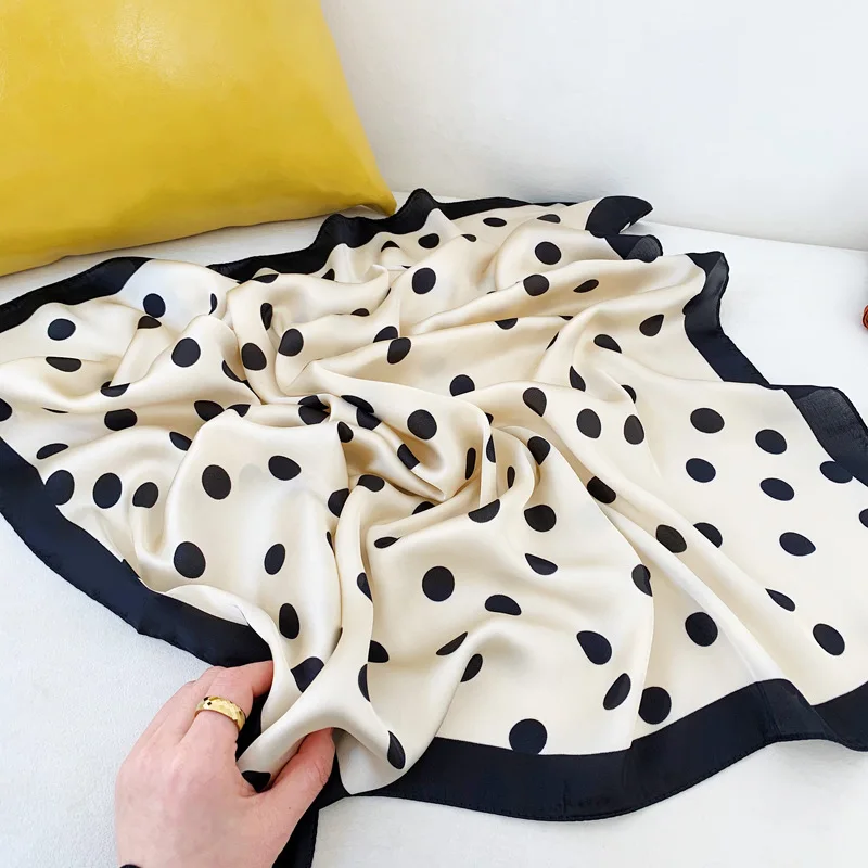 

70*70cm Fashion Handkerchief Dot Print Silk Satin Neck Scarf For Women Small Shawls Hair Scarfs Female Bag Scarves For Ladies