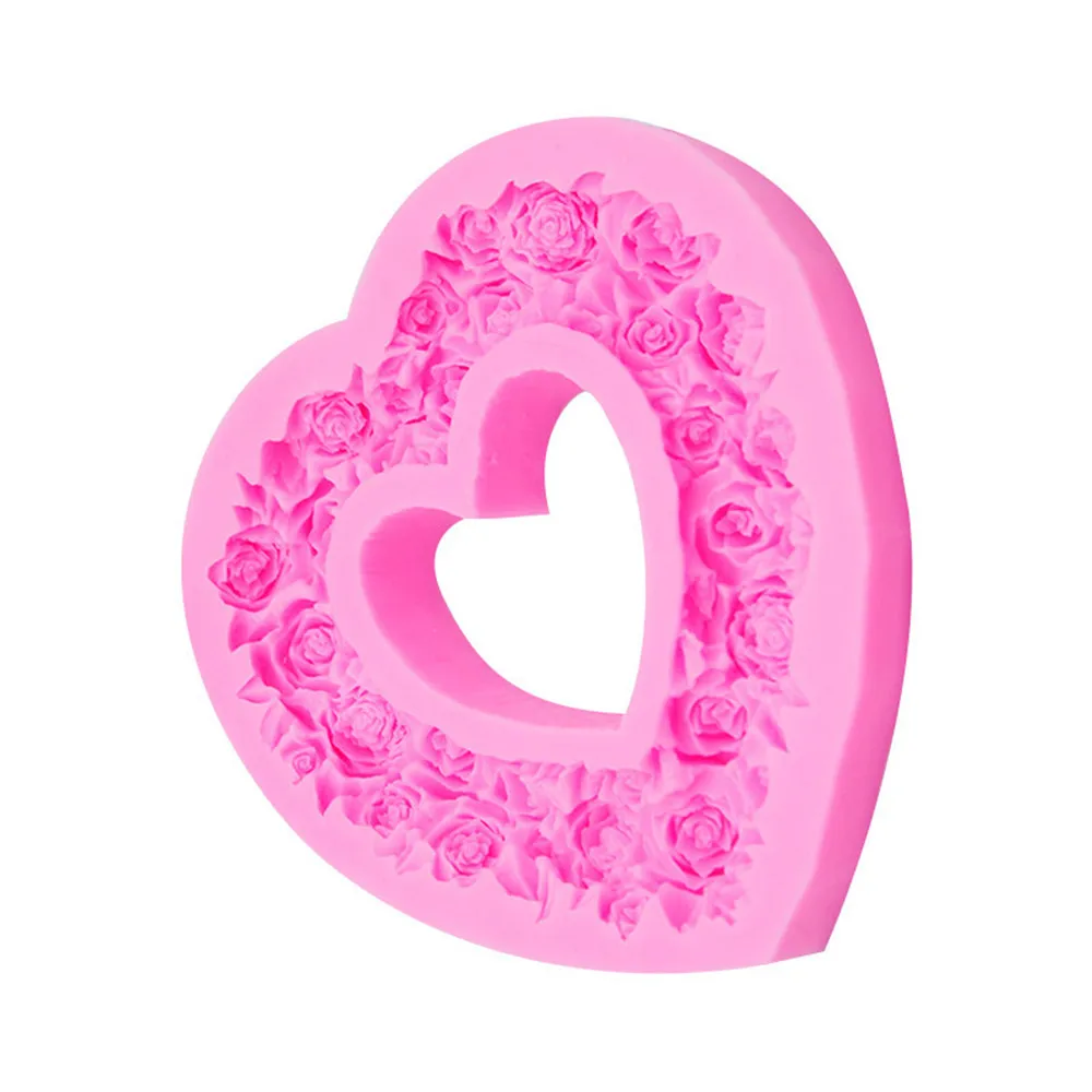 Эко дружественный большой размер сердце силиконовая форма в виде цветка розы