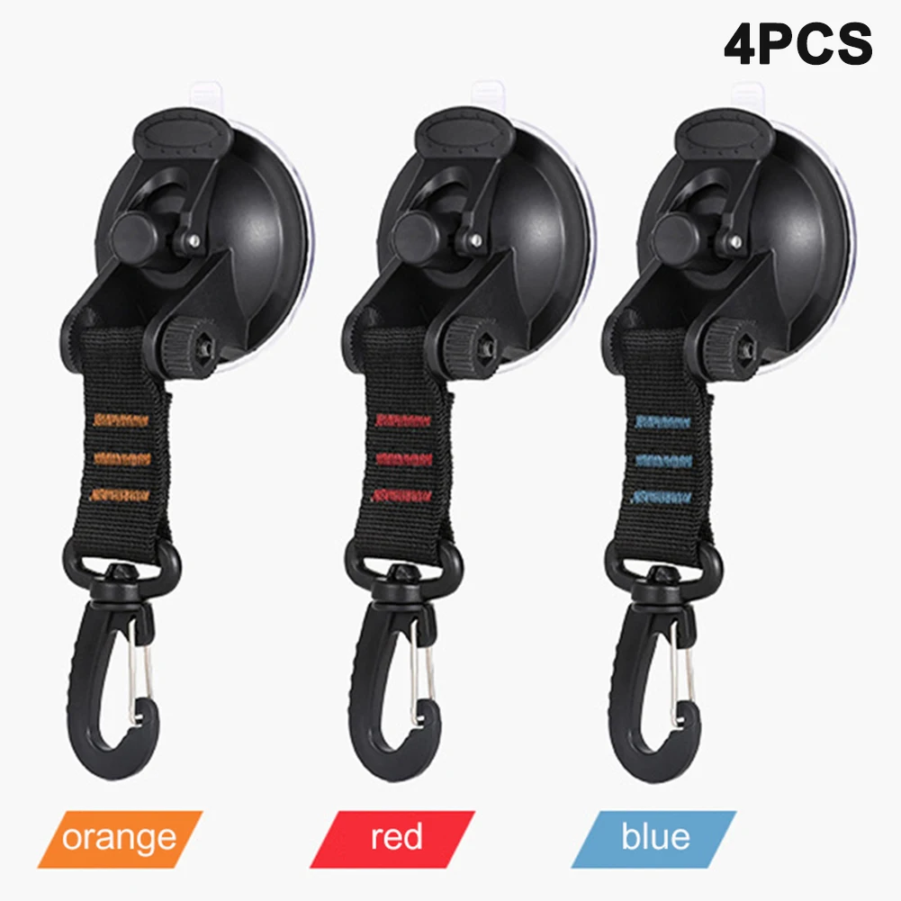 

4pcs Outdoor Suction Cup Anchor Securing Hook Tie Down Camping Tarp Car Side Awning Pool Tarps Tents Carabiner -40