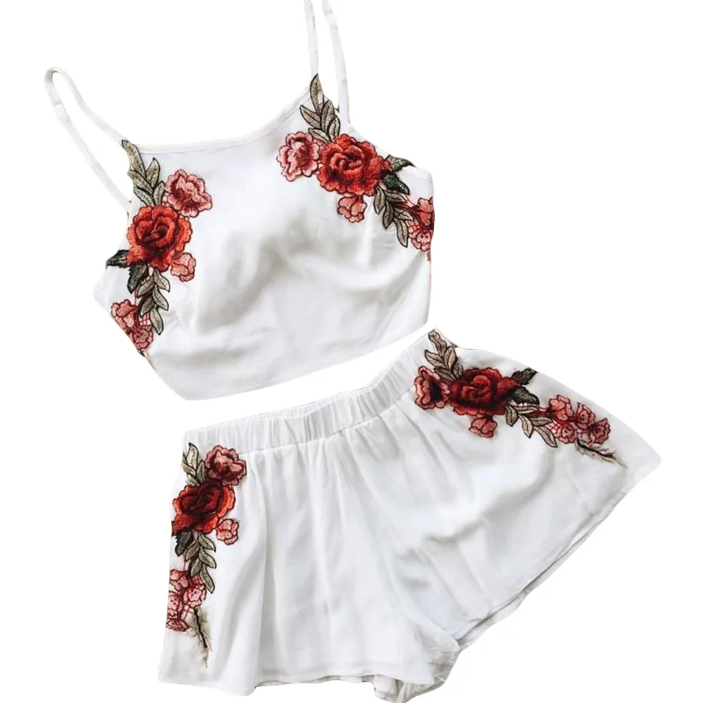 Повседневная женская летняя одежда комплект с вышитым цветочным жилетом