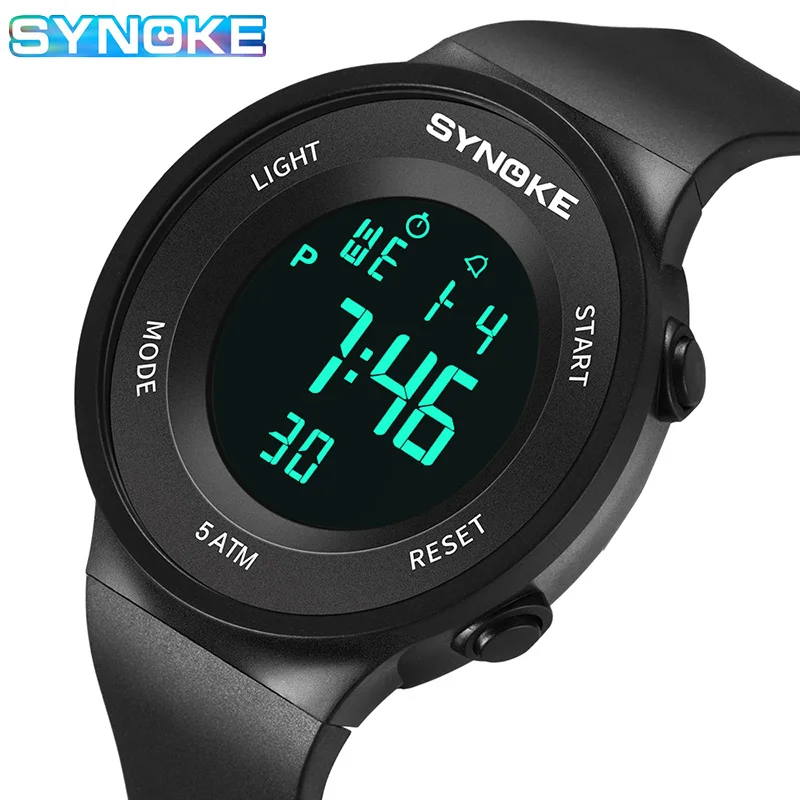 SYNOKE Mens Watch 50M Waterproof LED Sport Watches Detachable Strap Digital Wristwatches Alarm Women Watches Relogio Masculino