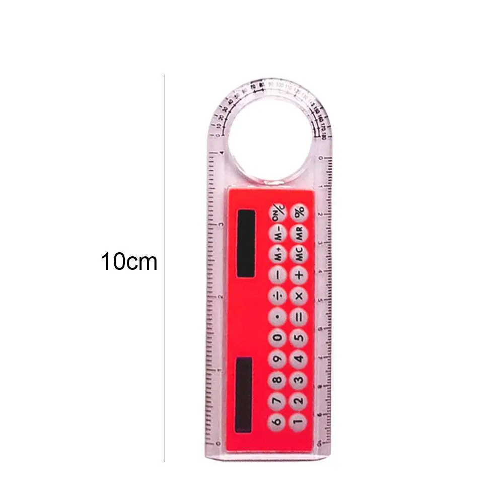 

Mini Ultra-thin Straight Ruler With Solar Calculator Magnifier Multifunction Calculator Supplies 10cm School Office U3J3