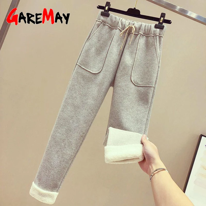 GareMay Women Winter Cashmere Harem Pants Thick Warm Female Loose Casual For Wide Leg Trousers | Женская одежда