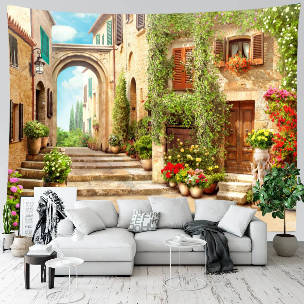 

SepYue 3D City Build Boho Decor Wall Tapestries Hippie Trippy Tapestry Wall Hanging Room Dorm Home Decoration Curtain Background