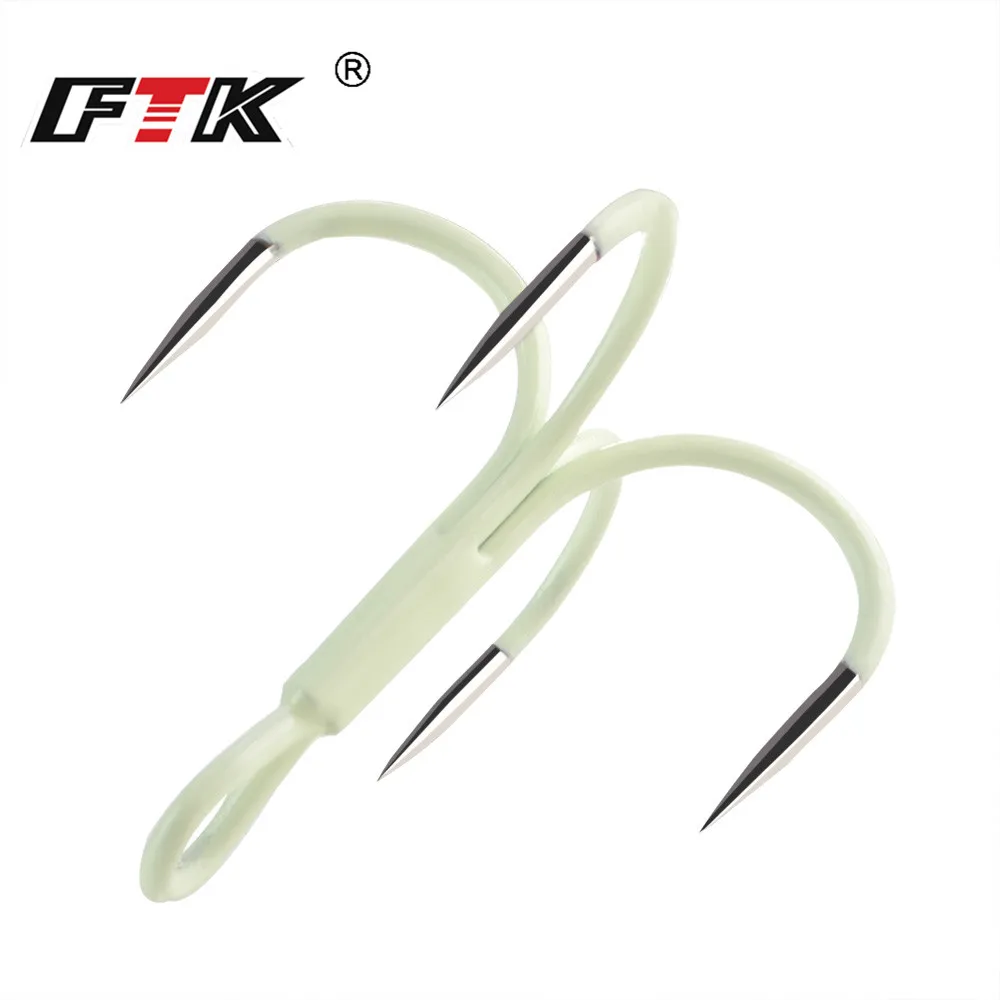

FTK Recommend With 5PCS/LOT Fish Hook 4x Extra Strong Luminous Quadruple Hook Use Explanation With Soft Bait Barbless