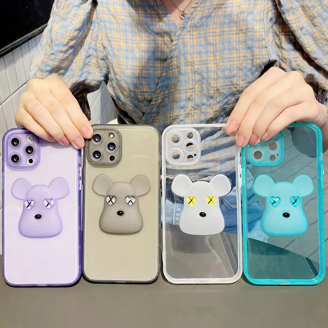 

Bear Luminous Eyes Phone Case for IPhone 11 12 Pro Max Mini SE 2020 6 6S 7 8 Plus XS X XR Soft Fashion Design Silicone Cover