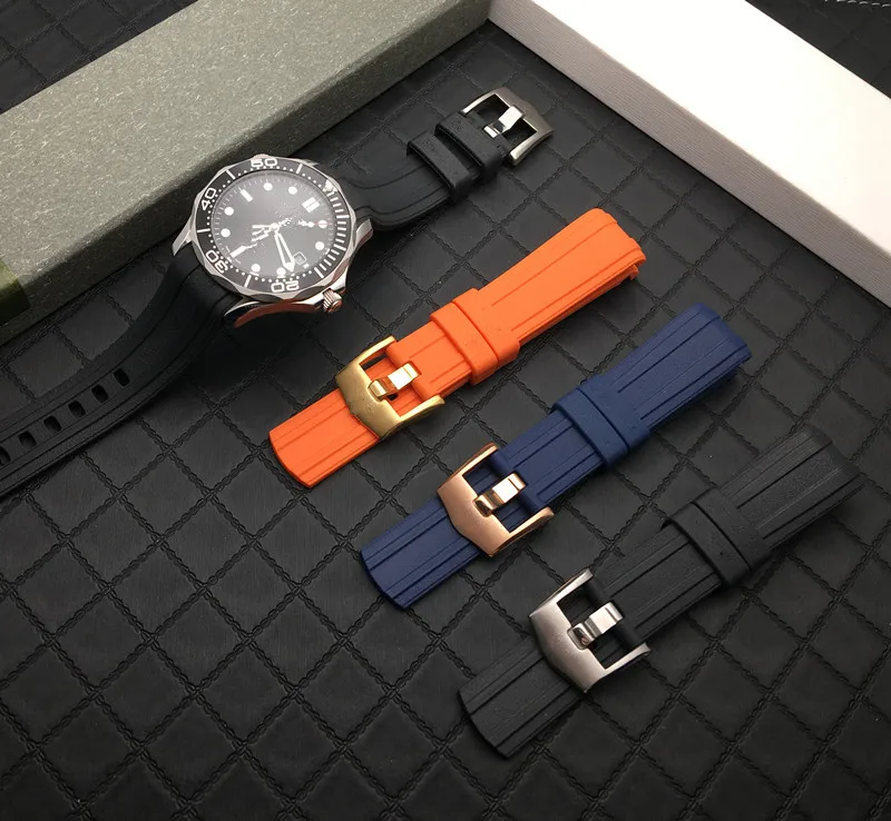 20 мм 22 оранжевый синий ремешок для часов мягкий резиновый силиконовый