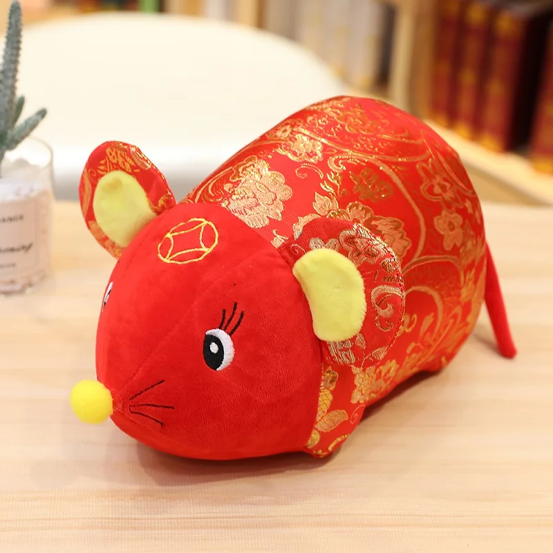 tang suit Новогодняя мышь фестиваль фу плюшевая игрушечная мышь китайская мышка талисман набивная Мягкая кукла украшения для домашнего праздника Новогодний подарок для детей - Цвет: tang suit