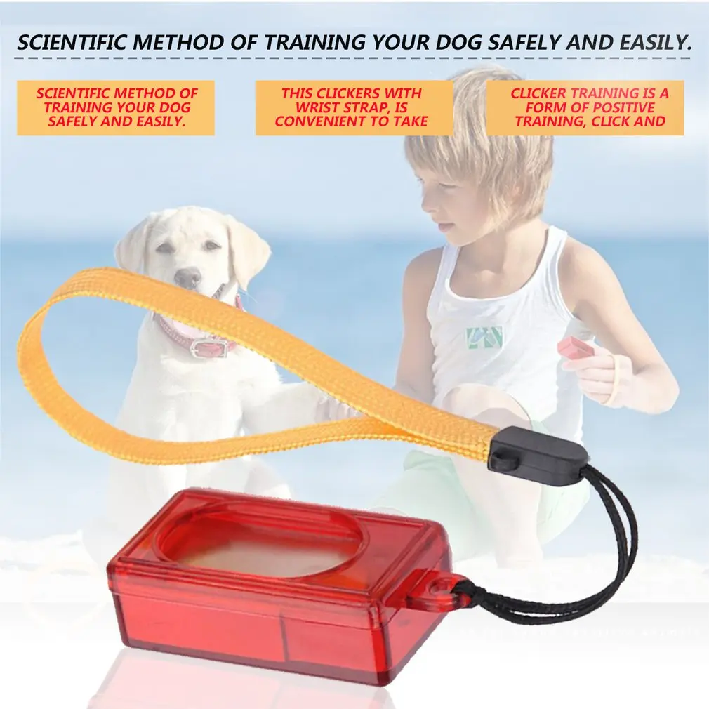 

2017 Mini Rushed Ultrasonic Dog Pet Click Clicker Training Trainer Rectangle Shape Plastic Pet Supplies Aid Wrist Strap New