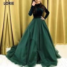 LORIE 2021 musulmán vestido de noche de cuello alto de manga larga de terciopelo vestido Formal caftán árabe de Dubái Vestido de fiesta de graduación vestidos (3)
