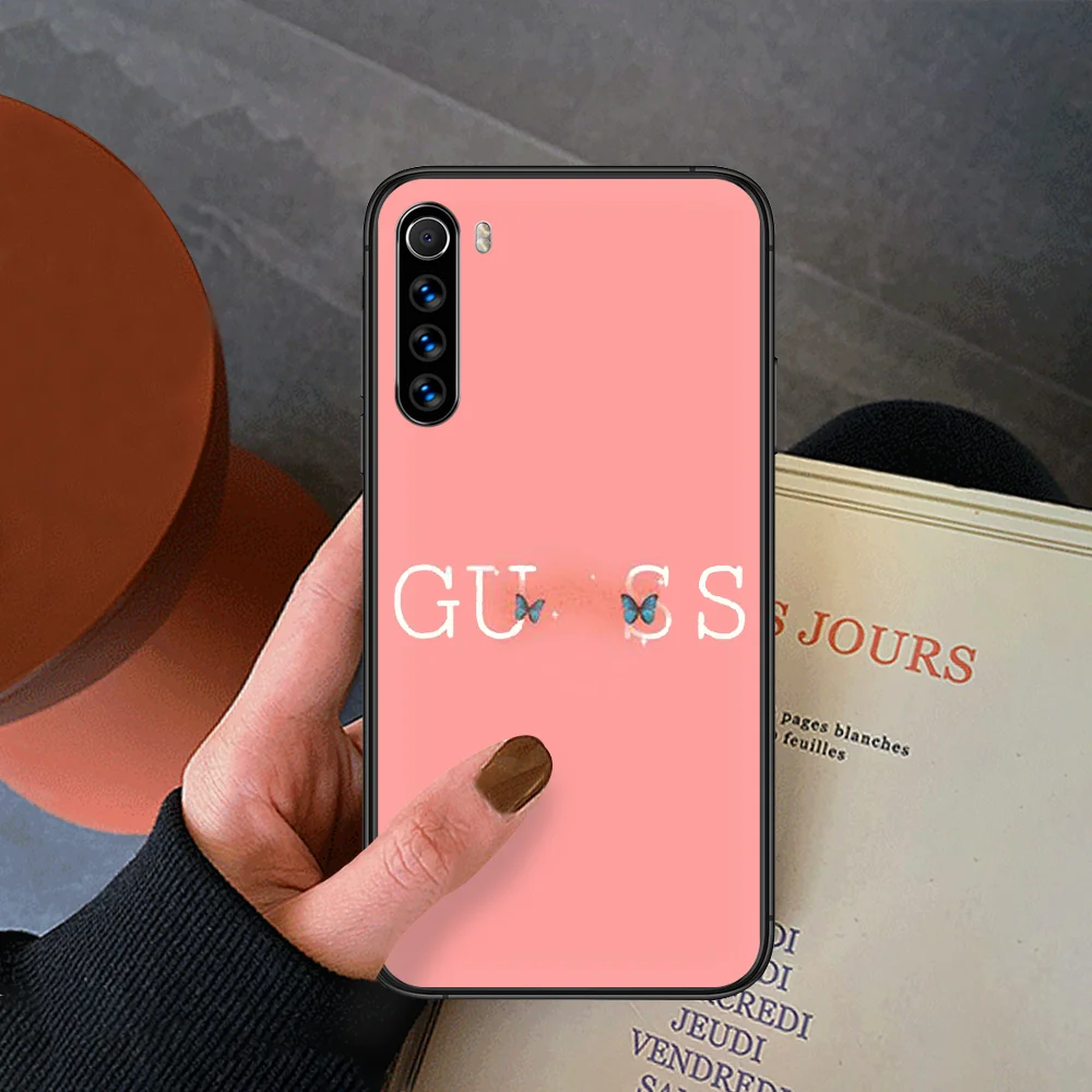 

French Fashion Luxury Brand Phone Case For Xiaomi Redmi Note 7 8 8T 9 9S 4X 7 7A 9A K30 Pro Ultra Black Funda 3D Back Soft