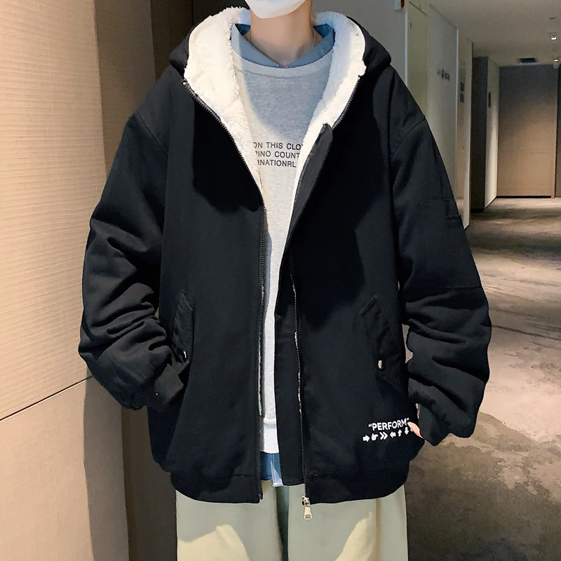 

Men Winter Fleece Coat Outwear Hooded Thicken Warm Jackets Windbreaker Outerwear