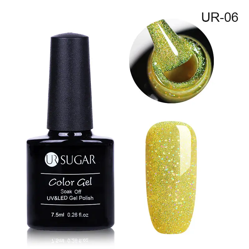 6 Ur Sugar голографический Блеск УФ-гель для ногтей блестки замочить от УФ-гель лак красочный Гель-лак для ногтей DIY Дизайн ногтей - Цвет: 6