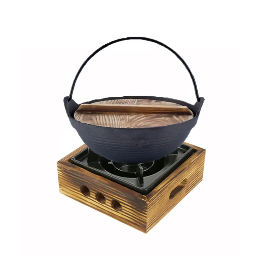 Кастрюля Sukiyaki чугунный горшок с деревянной крышкой японский дизайн Shabu горячий