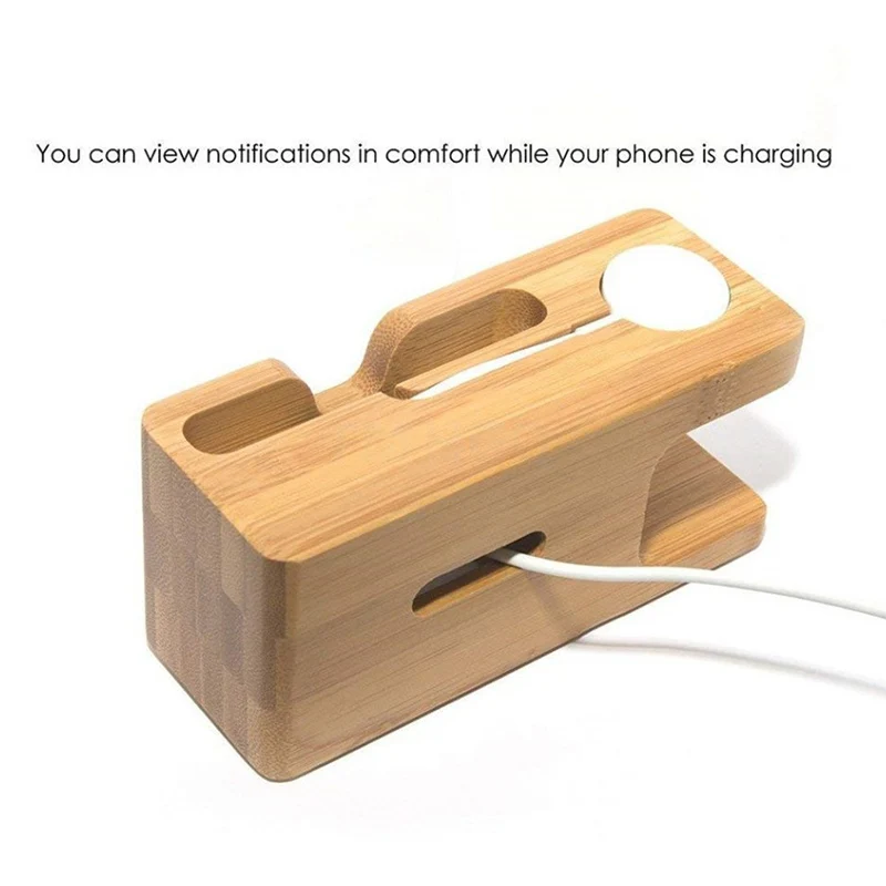 Деревянная зарядная станция для мобильного телефона Бамбуковая подставка Apple Watch