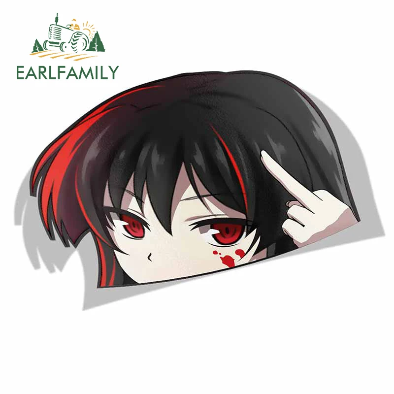 EARLFAMILY забавная Автомобильная наклейка для Akame Ga Kill Peeker Peek аниме виниловая JDM