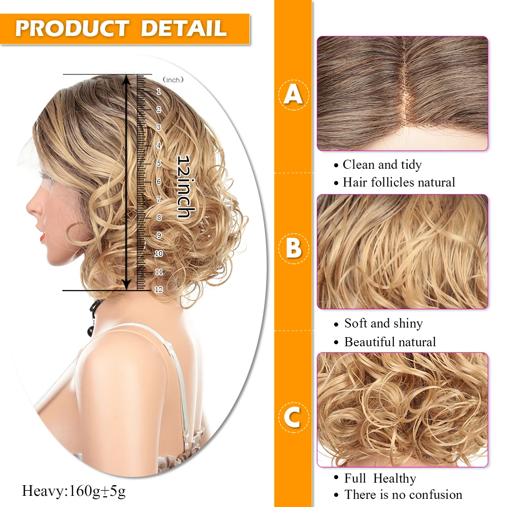 

Short Hair Synthetic Lace Front Wig High Temperature Fiber Hair Pre-Plucked Hair For Black Or White Women Alibaby