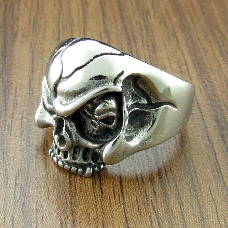 Free Shipping Punk 316L Stainless Steel Silver Color Black Biker Dragon Claw Skull For Man Motorcycle Chain Ring Jewelry | Украшения и