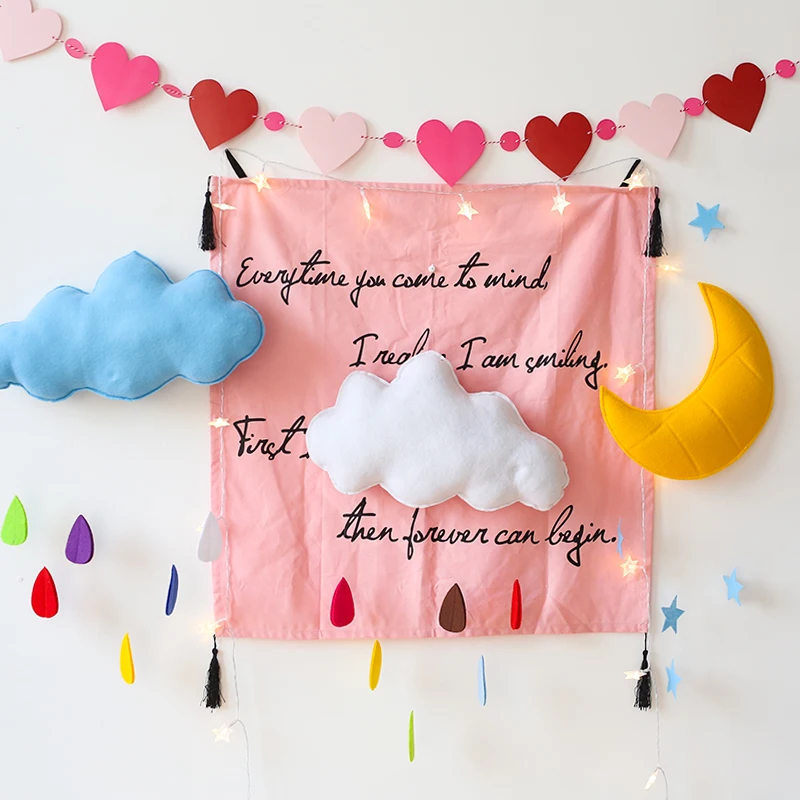 6 + 1 Милый Мультфильм Облако украшение стены плюшевая подушка Капля воды наклейки