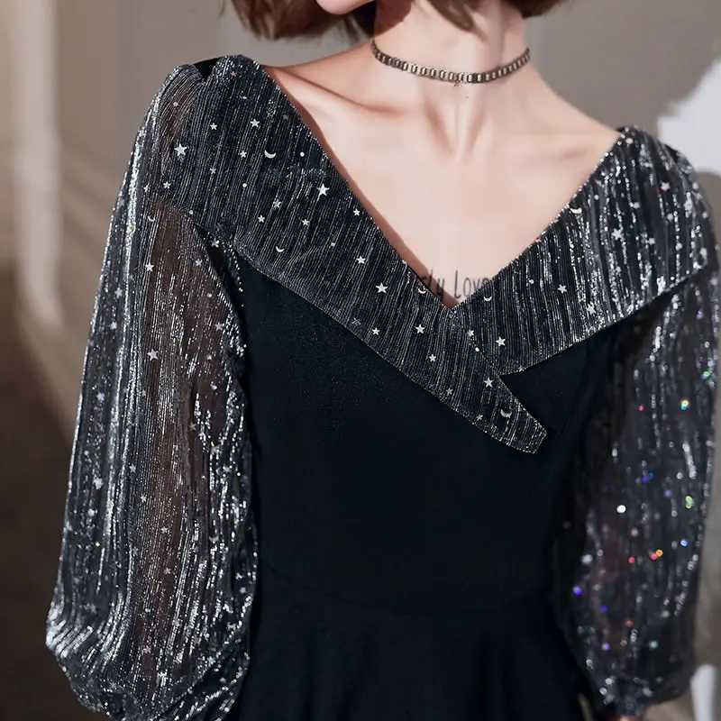 

XITAO Spring New Dress Patchwork Bright Yarn V Neck Fashion Temperament Three Quarter Sleeve French Dress ZY4226