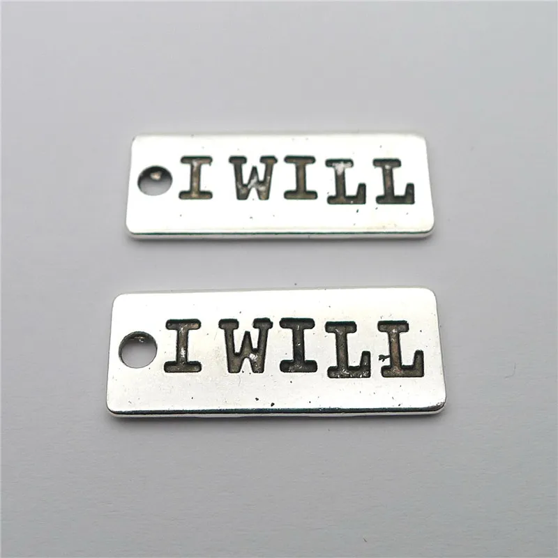 

100Pcs/lot Vintage I WILL Letter Charms 10x25MM Metal Charms for Jewelry Making