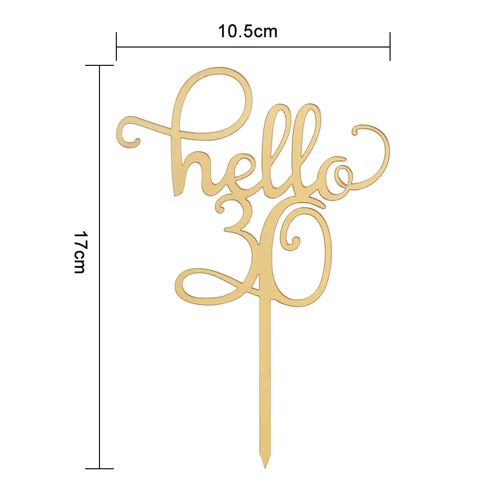 1 шт. новый милый Золотой акриловый Топпер для торта с буквенным номером Hello
