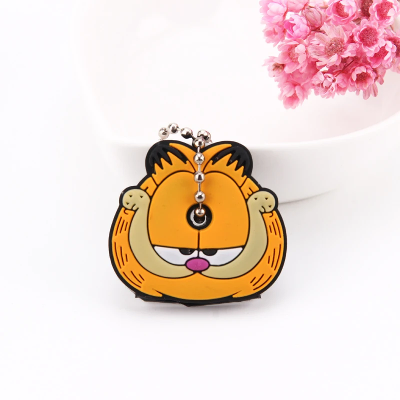Cartoon Anime Cute Key Cover Cap Silicone Mickey Stitch Bear Keychain Women Gift Owl Porte Clef Minne Key Chain - Цвет: D10