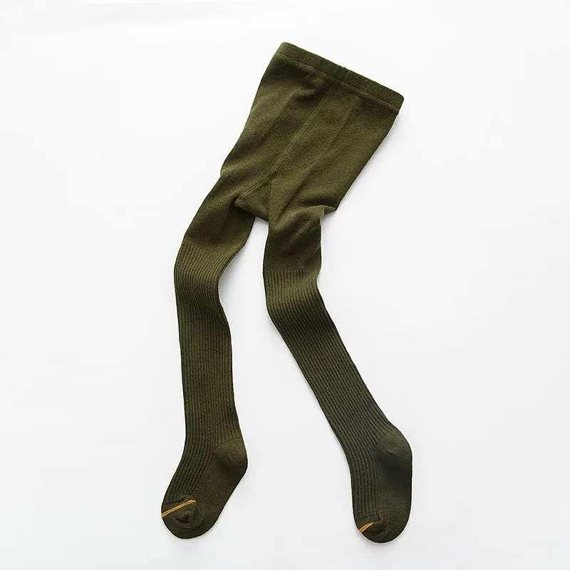 green GZHilovingL/хлопковые колготки в рубчик для маленьких девочек; колготки для детей; сезон осень-зима; теплые эластичные вязаные колготки для младенцев - Цвет: green