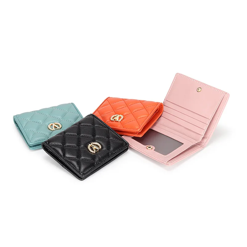 

Women Wallet Brand Letter V Woman Short Sheepskin Leather Purse Small Portefeuille Female Card Wallet Slim Coin Purse Billfold