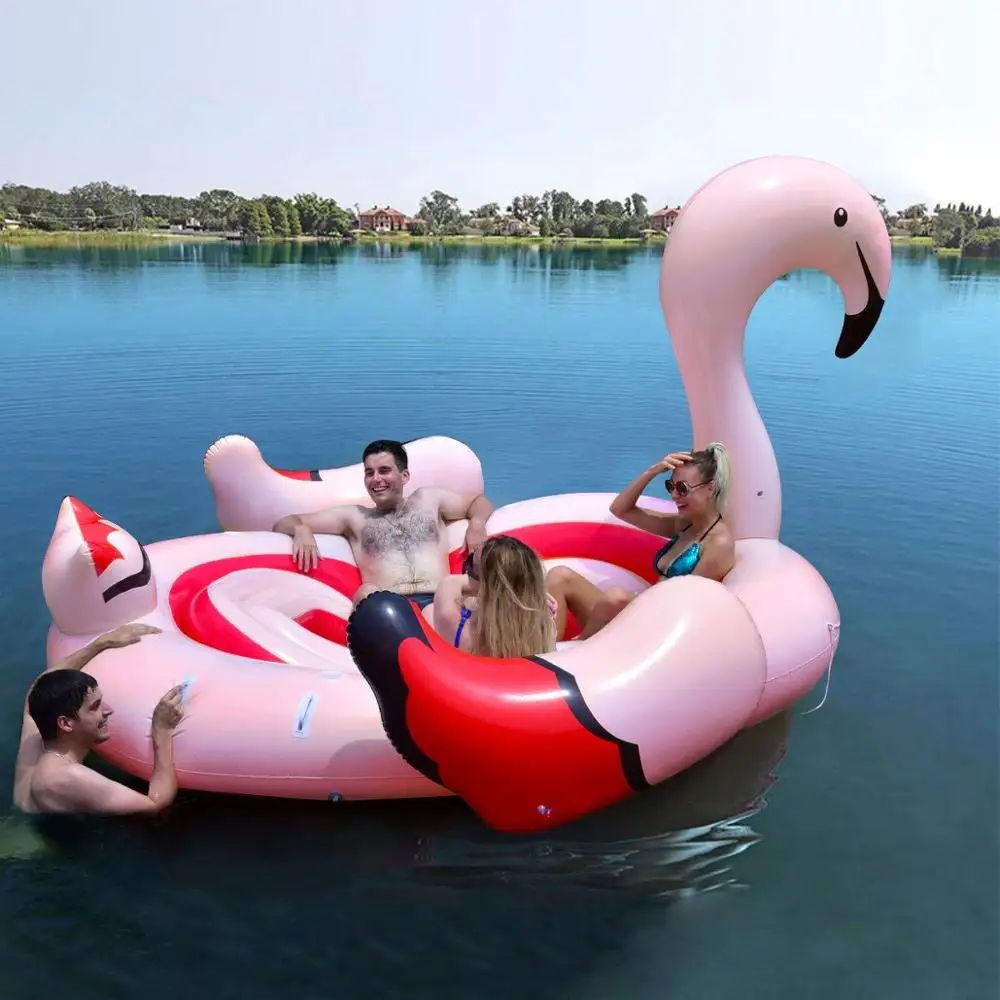 

480cm Huge Inflatable Flamingo Pool Float Island Boat 6 person Giant Swimming Float Lounge Raft Summer Pool for Party Water Toys