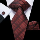 Hi-Tie 100% шелк 20 видов стилей галстуки для мужчин носовой платок Новинка Запонки набор мужской галстук формальный красный галстук для свадьбы бизнес галстук