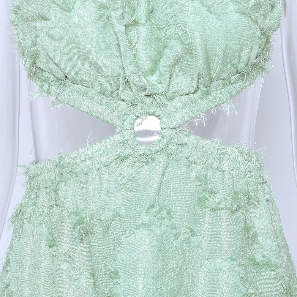 

Bohemian Long Dress Women's Sleeveless Vest Party Dresses Summer Sexy Stitching Hallow Club Dress Green Ropa Mujer Talla Grande