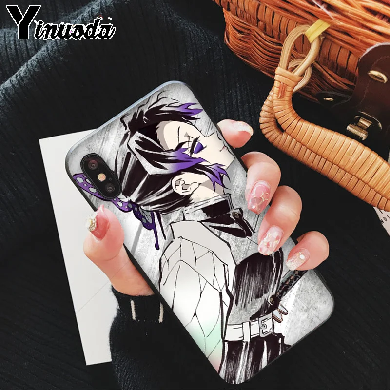 Yinuoda demon slayer kimetsu no yaiba TPU Мягкий силиконовый черный чехол для телефона iPhone 8 7 6S Plus X XS MAX 5 5S SE XR 11 11pro
